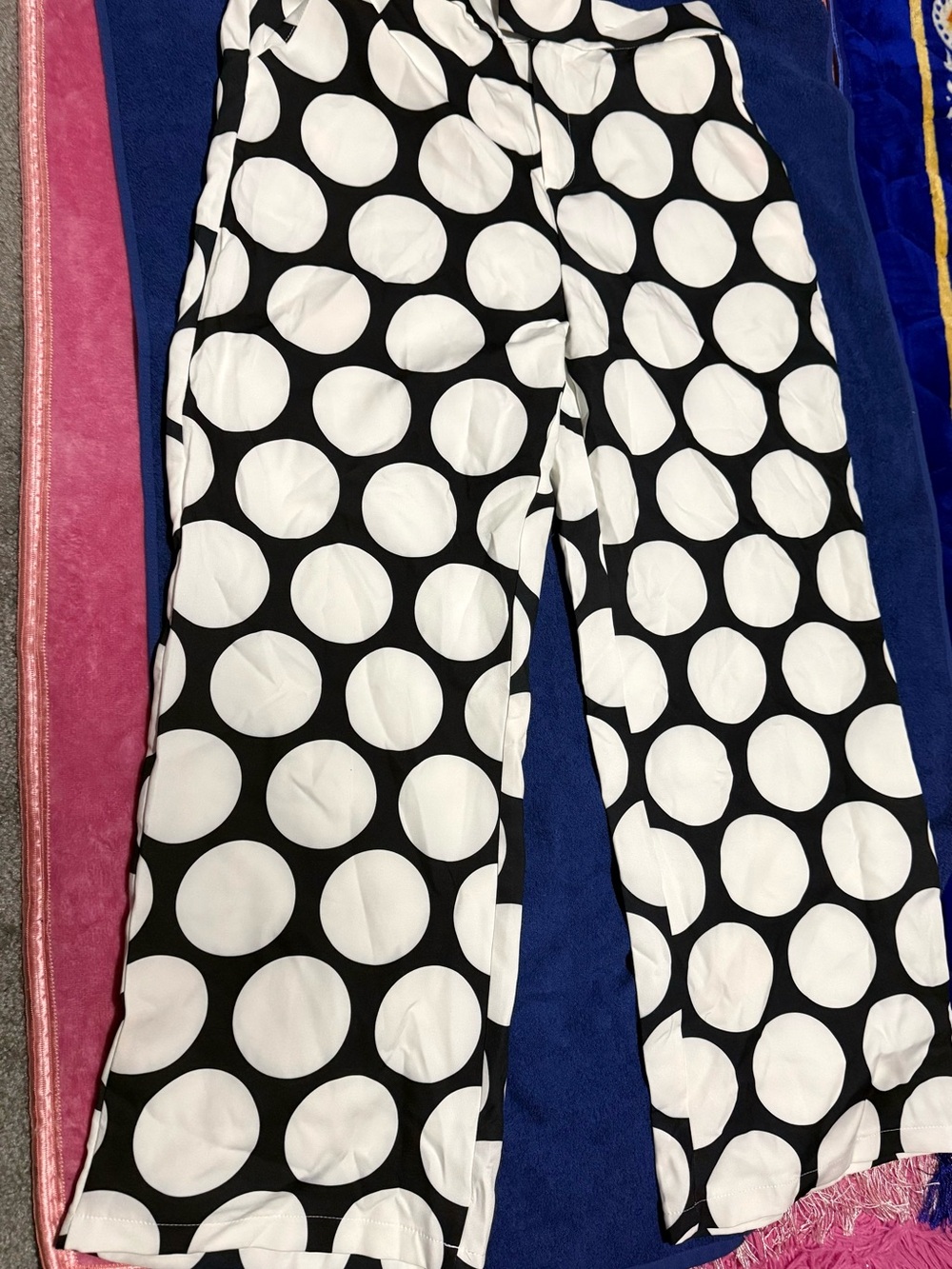 Polka Dot Wide-Leg Trousers - Black/White